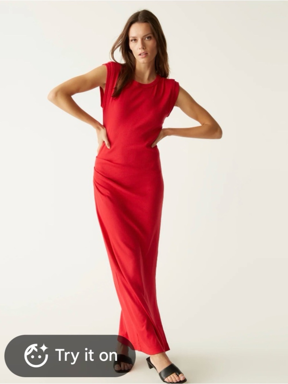NWT Michael Stars Calliope Ultra Ribbed Power Shoulder Maxi Dress in XS